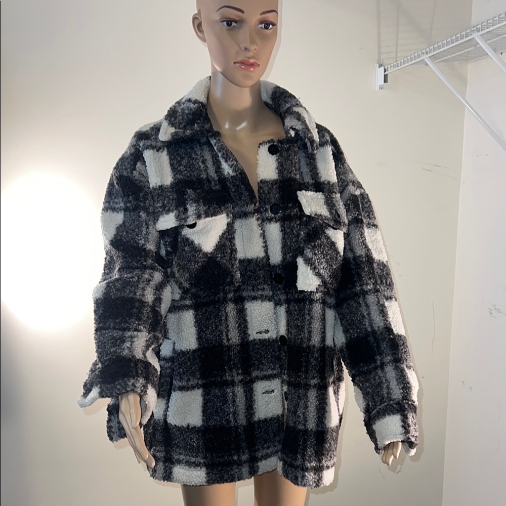 Calvin Klein Jeans Monochrome Plaid Teddy Jacket (#14)